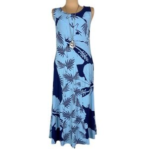Soft Surroundings Hanini‎ Dress Small Tropicana Blues Floral Resortwear Hawaiian